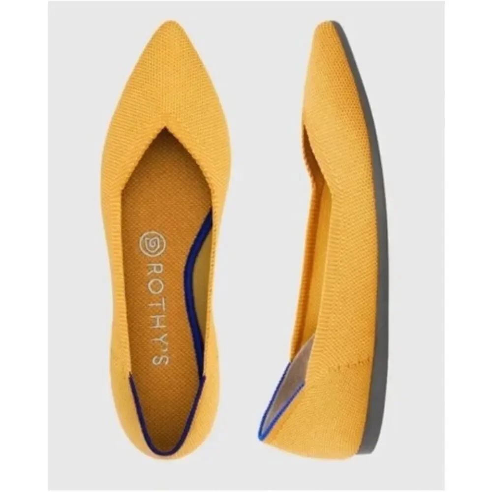 Rothy's The Point Flats in Marigold Yellow Sz. 8.5 No Insoles